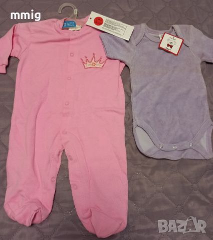 Чисто нови бебешки дрехи - гащеризон и боди, снимка 1 - Комплекти за бебе - 45147282