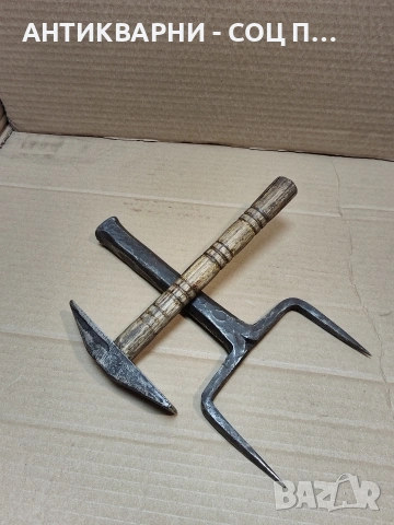 Комплект Стари Ковани Чук С Наковалня За Клепане На Коси 1кг. НОМЕР 1496., снимка 2 - Антикварни и старинни предмети - 53940522