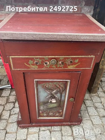 Шкаф малък, нощно шкафче масив ръчно рисуван от Дания, снимка 4 - Шкафове - 50008998