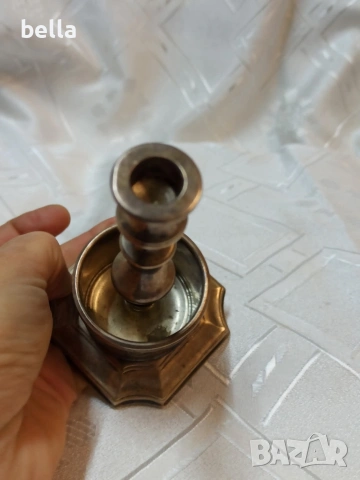 Стилен стар посребрен свещник E.P C.A,, снимка 7 - Антикварни и старинни предмети - 54239343