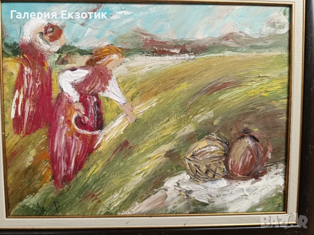 Маслена картина "Жътва" с подарък Авторско стихче, снимка 5 - Картини - 54152488