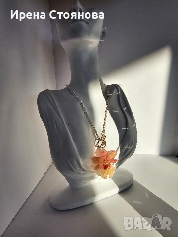 Нежно колие с естествен цвят на орхидея Камбрия. , снимка 8 - Колиета, медальони, синджири - 53662910