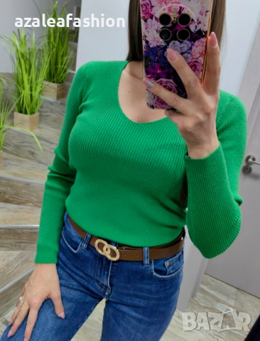 Зелен дамски пуловер, снимка 2 - Блузи с дълъг ръкав и пуловери - 53082606