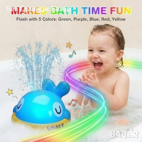 Нова Водна играчка Светещ кит за баня с пръскалка, USB зареждане, 120 мин, снимка 8 - Други - 53694654