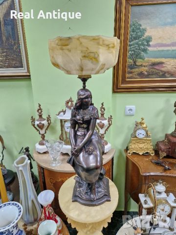 Прекрасна голяма антикварна холандска фигурална настолна лампа , снимка 3 - Антикварни и старинни предмети - 45218899