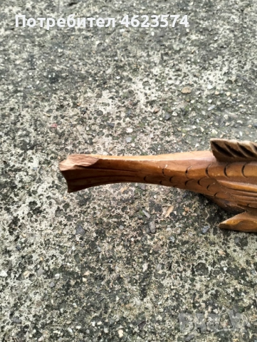 Стара дървена ръчно резбована риба, снимка 5 - Антикварни и старинни предмети - 53392693