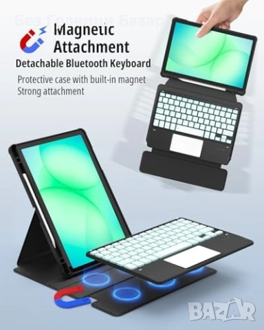 Нова Подсветена клавиатура калъф таблет Samsung Tab A9+ A11+ 11" Самсунг, снимка 6 - Калъфи, кейсове - 53032943