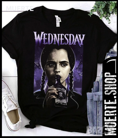 Дамска тениска с щампа WEDNESDAY POISON BOTTLE