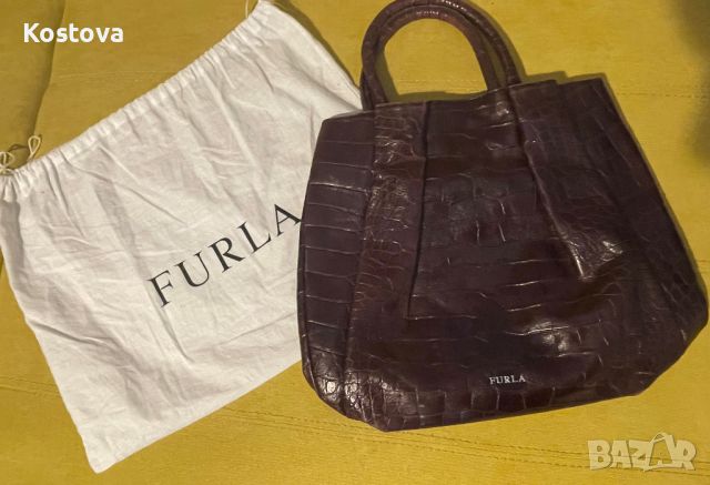 Оригинална италианска кожена чанта марка Furla