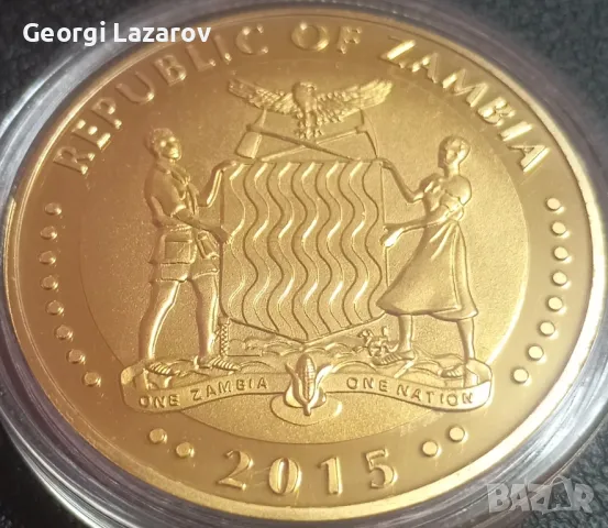 10000 квача Замбия 2015 Бивол, снимка 2 - Нумизматика и бонистика - 49943935