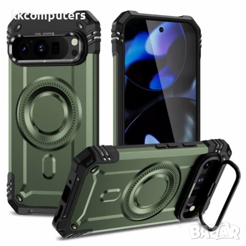 Google Pixel 9 Pro / Pixel 9 Magnetic Case Lens /Kickstand PC + TPU Удароустойчив Ring Holder2 Калъф, снимка 4 - Калъфи, кейсове - 51122629