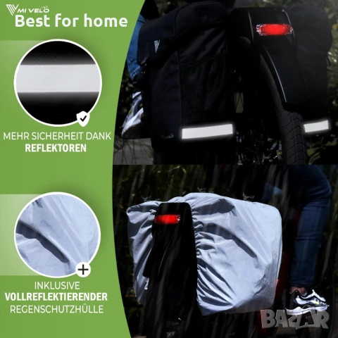 Велосипедна чанта MIVELO, двойна чанта, изработена от рециклиран материал, снимка 5 - Аксесоари за велосипеди - 53838818