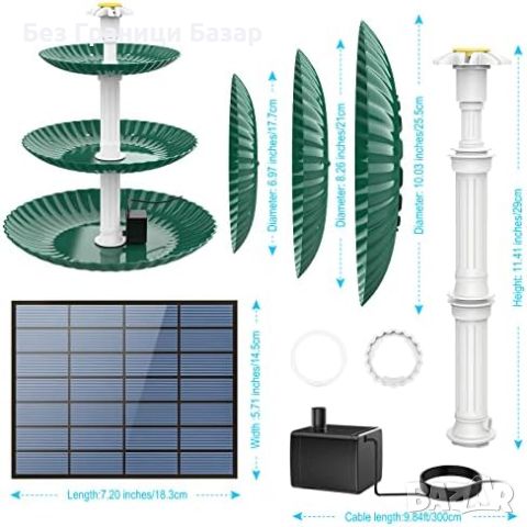 Нов Соларен воден фонтан 3.5W за птичи баня и хранилки за градина двор, снимка 7 - Други стоки за дома - 45983452
