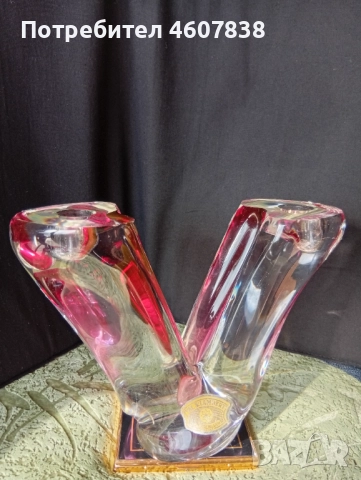 Свещник кристал 18-24 см масивен