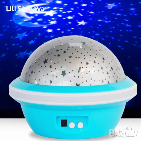 Цветна LED нощна лампа НЛО проектор със звездно небе, звезди и луна за детската стая и спокоен сън., снимка 9 - Лед осветление - 52340858