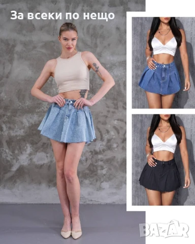 Дамска Къса Дънкова Пола - Налични Различни Цветове Код BS-41, снимка 2 - Поли - 51255862