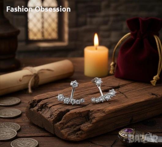Сребърни обеци с цирконий, снимка 5 - Обеци - 53723418