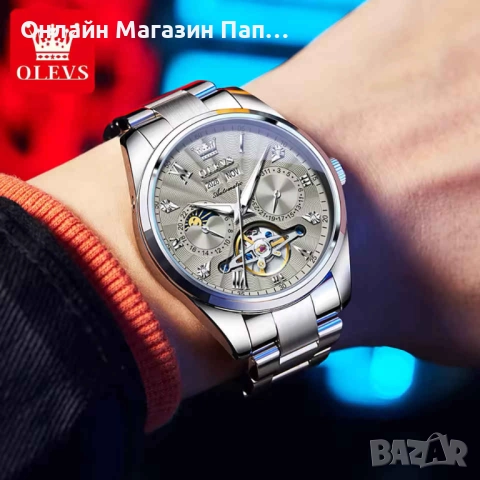 OLEVS 7028 Автоматичен Луксозен Часовник Турбийон, снимка 4 - Мъжки - 52426735