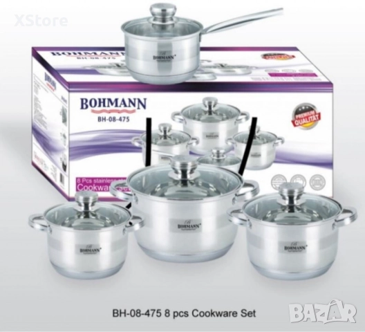 Комплект тенджери Bohmann 16см/18см/20см/22см, Неръжд.стомана, снимка 2 - Съдове за готвене - 52507411