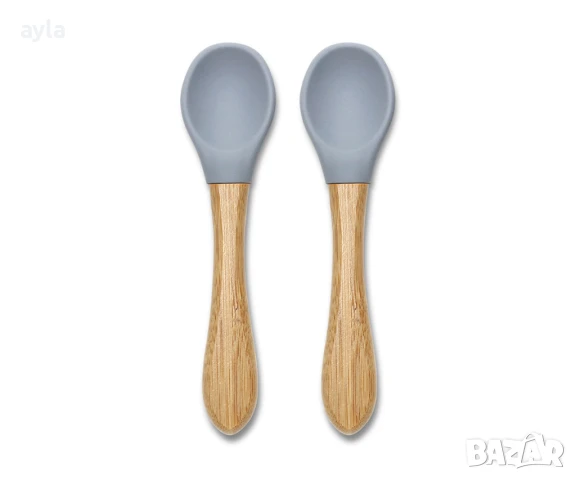 Бебешки силиконови лъжички с бамбук 2 бр. Lorelli, снимка 2 - Прибори, съдове, шишета и биберони - 51080642