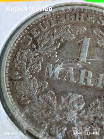 Сребърна монета 1 марка 1906г. DEUTSCHE RAICH рядка за КОЛЕКЦИЯ 20794, снимка 4 - Нумизматика и бонистика - 51486848