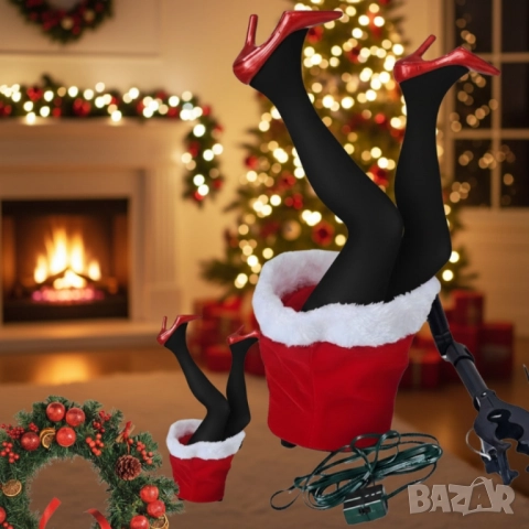 Коледна светеща декорация „Снежанка в чувала“ – движещи се крака, снимка 4 - Други - 52006568