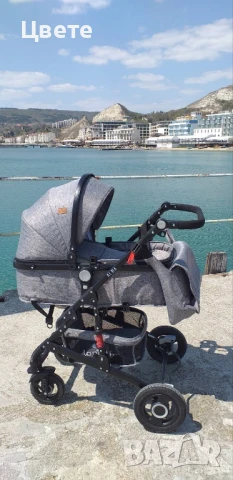 Комбинирана зимна и лятна количка с кош за кола + подарък пакет памперси /