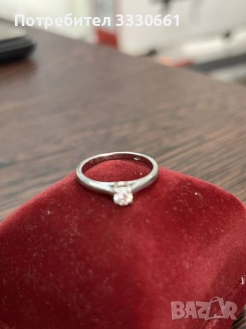 Годежен пръстен от бяло злато и брилянт, снимка 2 - Пръстени - 45826376