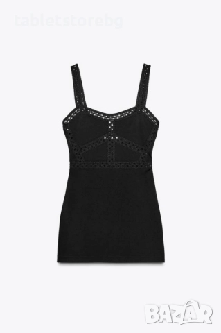 Прекрасна  черна къса рокличка ZARA, XS, хдуь я ешснеш 28 лв, снимка 4 - Рокли - 52349159