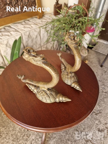 Чифт Уникални антикварни английски бронзови държачи за завеси от 19 век , снимка 1