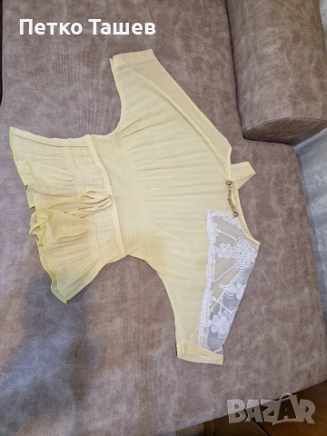 Дамска жълта блуза с дантела, снимка 6 - Корсети, бюстиета, топове - 53818089