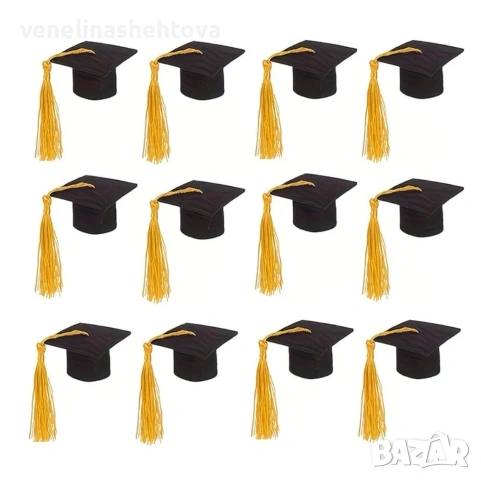 Мини абитуриентска шапка филц за декорация на торта бутилки парти , снимка 5 - Други - 54117559