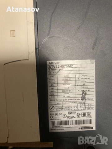 Честотен регулатор(инвертор) Altivar 32 0,75кw 230V AC, снимка 3 - Други машини и части - 52410805