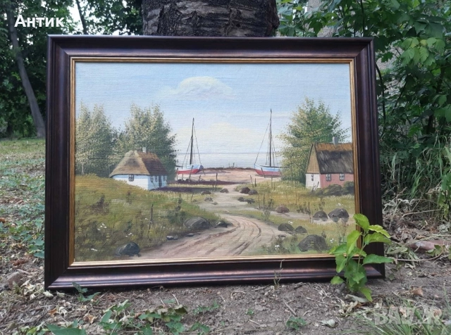 Красива Стара Картина Живопис Маслени Бои на Платно, снимка 5 - Картини - 52630679