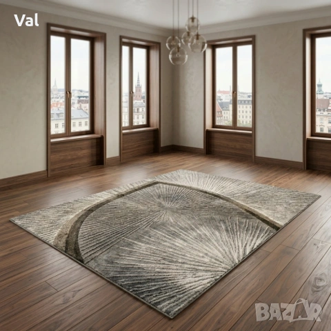 javascript:;Модерен килим за хол 120х160см - Графитено сив със златисти пръски и 3D ефект, снимка 5 - Килими - 53933888