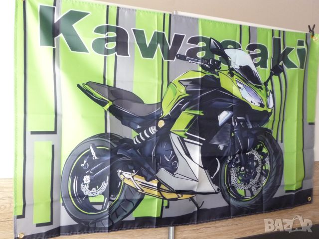 Kawasaki знаме флаг Ninja Кавазаки мотоциклети реклам зелено, снимка 2 - Друго търговско оборудване - 45307264