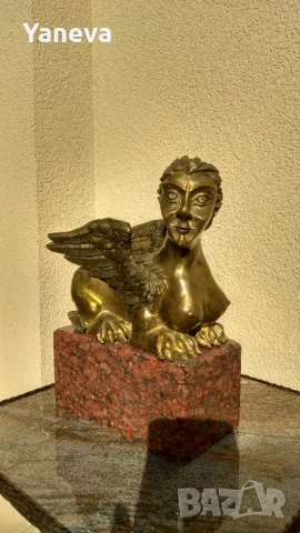 Бронзова , авторска скулптура от Славей Петров на харпия, снимка 2 - Статуетки - 53432998