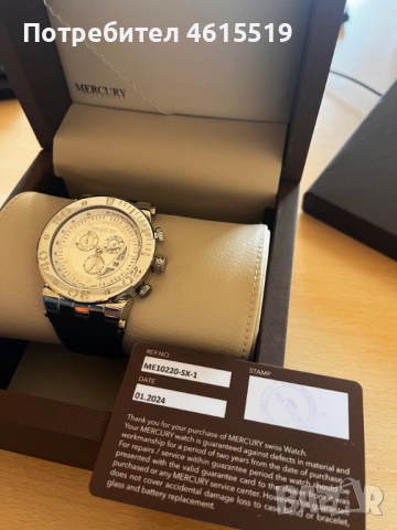 Чисто нов, швейцарски часовник Mercury Chronograph, снимка 10 - Мъжки - 52131999