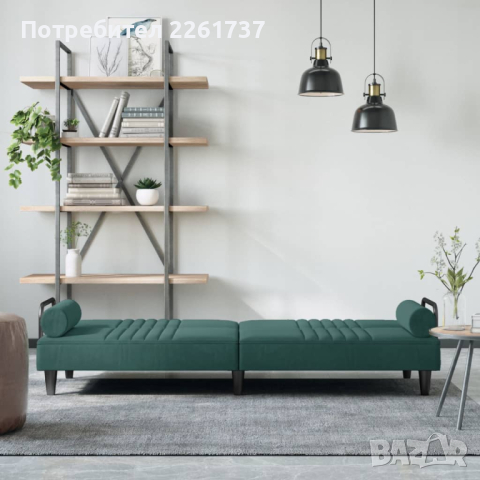 Разтегателен диван / канапе в тъмнозелен цвят, снимка 5 - Дивани и мека мебел - 45046683