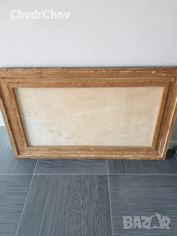 131х81см/стара голяма картина масло върху платно/къща-двор-овце-кладенец/барокова дървена рамка, снимка 10 - Картини - 50978396