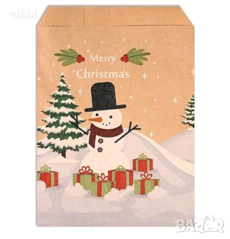 Снежен човек коледни коледна хартиени пакети торбички подаръчни опаковки торба плик опаковка 