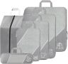 SINZUX 6 броя опаковъчни кубове за ръчен багаж, сиви компресиращи ултралеки органайзери за куфар, снимка 1 - Куфари - 45980535