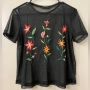 Мрежеста дамска тениска Zara с бродирани цветя - безплатна доставка, снимка 2
