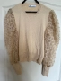 Нова бежова телесна nude елегантна блуза zara Zara Зара 5Д 3D цветя , снимка 5