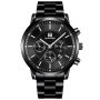 Мъжки елегантен водоустойчив часовник BASID / Цвят – черен със сребристи елементи; Подарък: гривна; , снимка 1 - Мъжки - 45688319