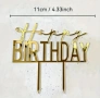 Златист акрилен топер Happy birthday за забучване декорация на торта Рожден ден , снимка 4