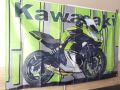 Kawasaki знаме флаг Ninja Кавазаки мотоциклети реклам зелено, снимка 2