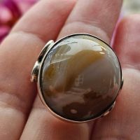 Красив сребърен пръстен с Ахат , снимка 6 - Пръстени - 45404589
