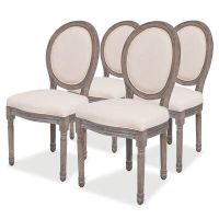 vidaXL Трапезни столове, 4 бр, кремави, текстил(SKU:244090, снимка 1 - Столове - 45077942