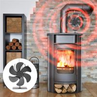 HIULLEN Алуминиев вентилатор за печка/камина с 6 лопатки без електричество с термометър, тиха работа, снимка 6 - Отоплителни печки - 46112477